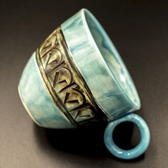 Handmade hand patterned tea mug (3)