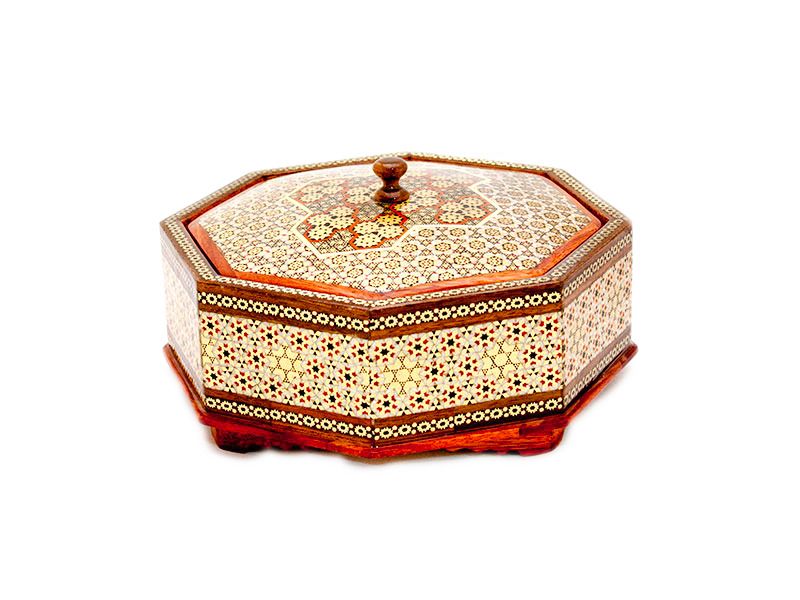 Persian Marquetry (Khatamkari) Octagonal Wooden Box