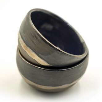 GC 131_Slatka Minimalistička Kobaltno Plava-Mat Crna Mala Keramička Šalica_2 kom